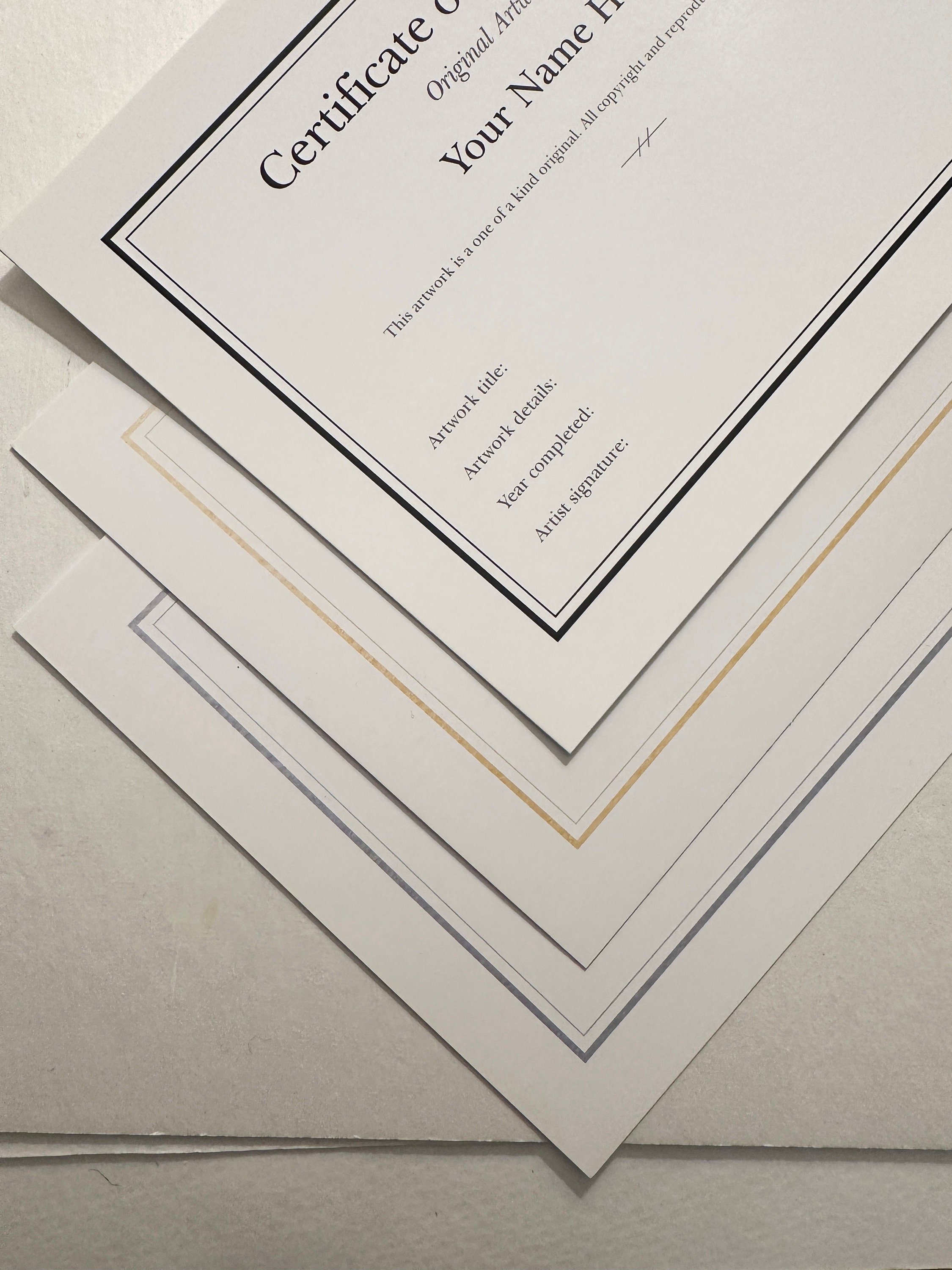 Personalized, Fillable Certificate of Authenticity Cards for Original ...