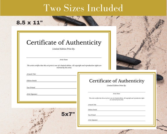 Limited Edition Art Print Certificate of Authenticity Template