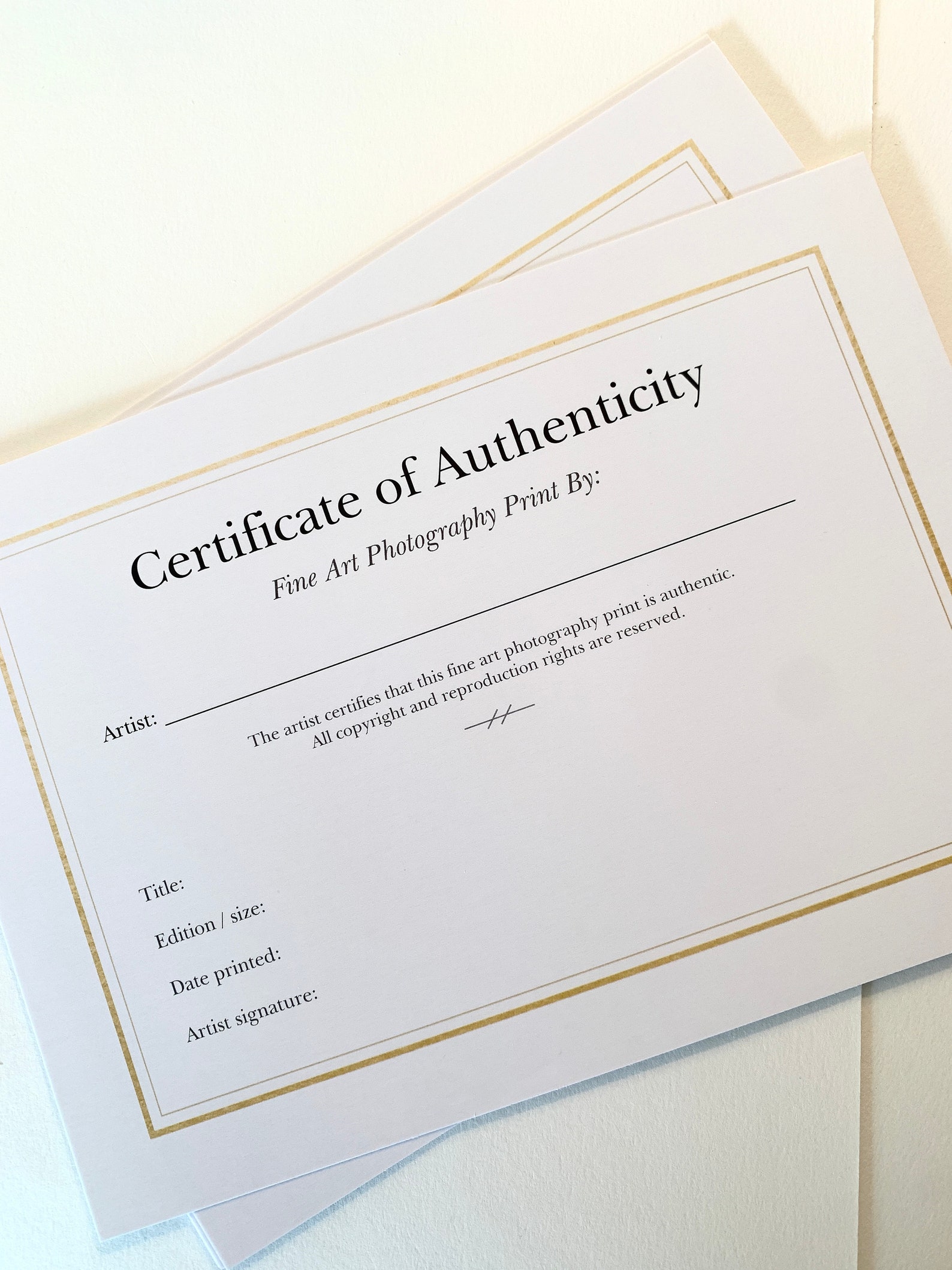 Certificate of Authenticity for Photography - Etsy