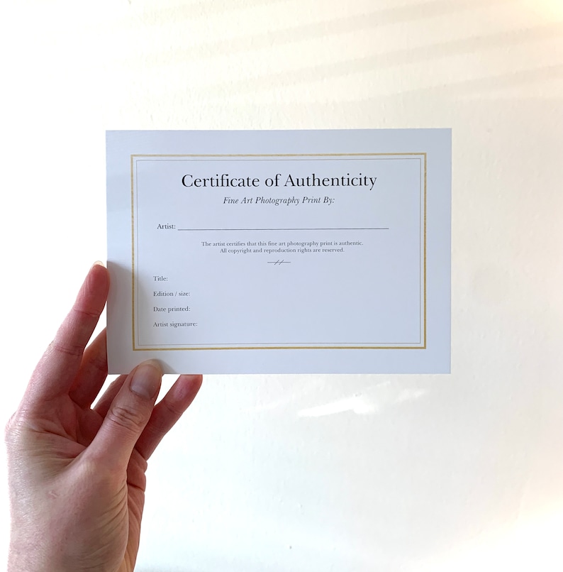 Certificate of Authenticity for Photography - Etsy