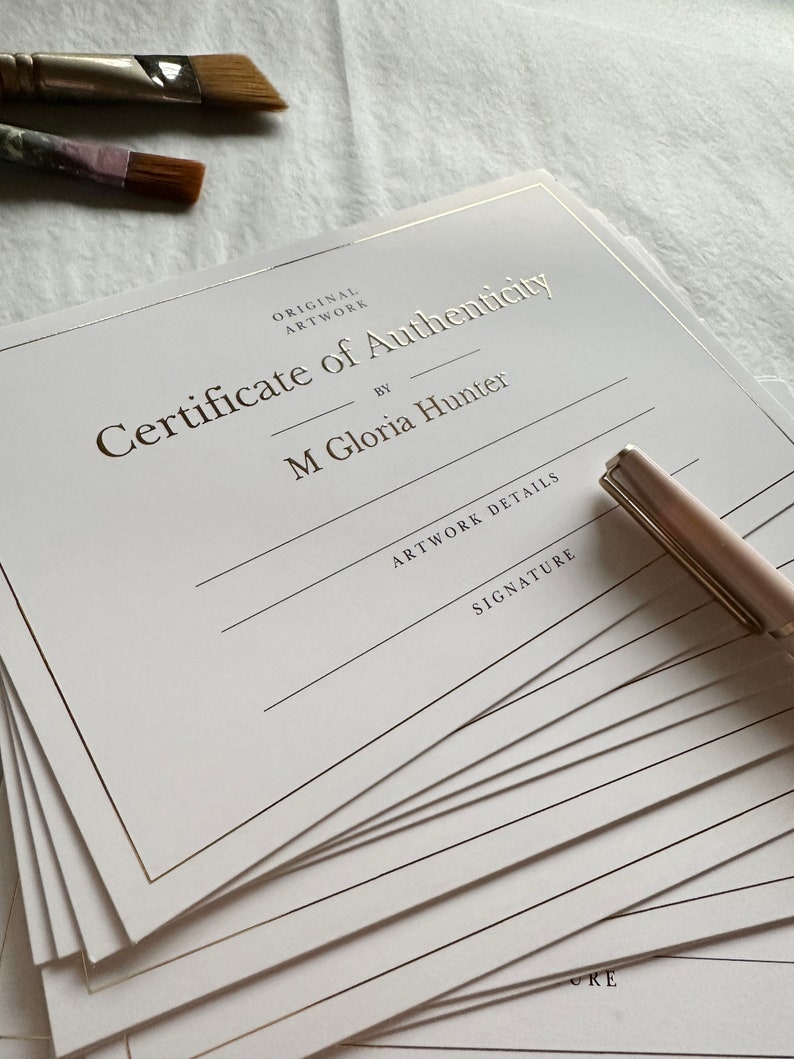 Personalized Gold Foil Certificate of Authenticity Cards for Original ...