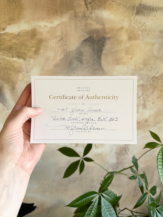 Luxurious, Fillable Gold Foil Certificate of Authenticity Cards