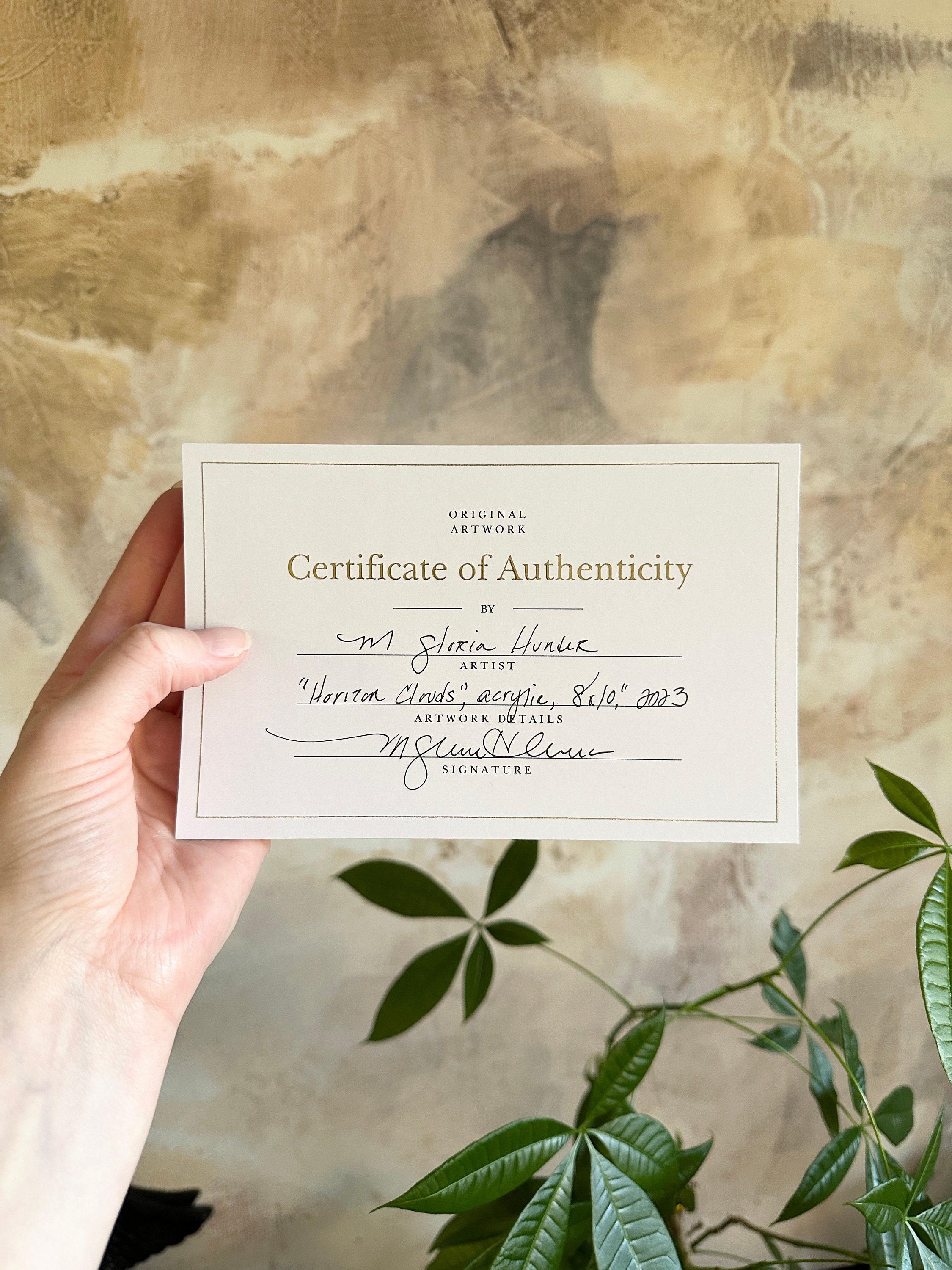 Luxurious, Fillable Gold Foil Certificate of Authenticity Cards