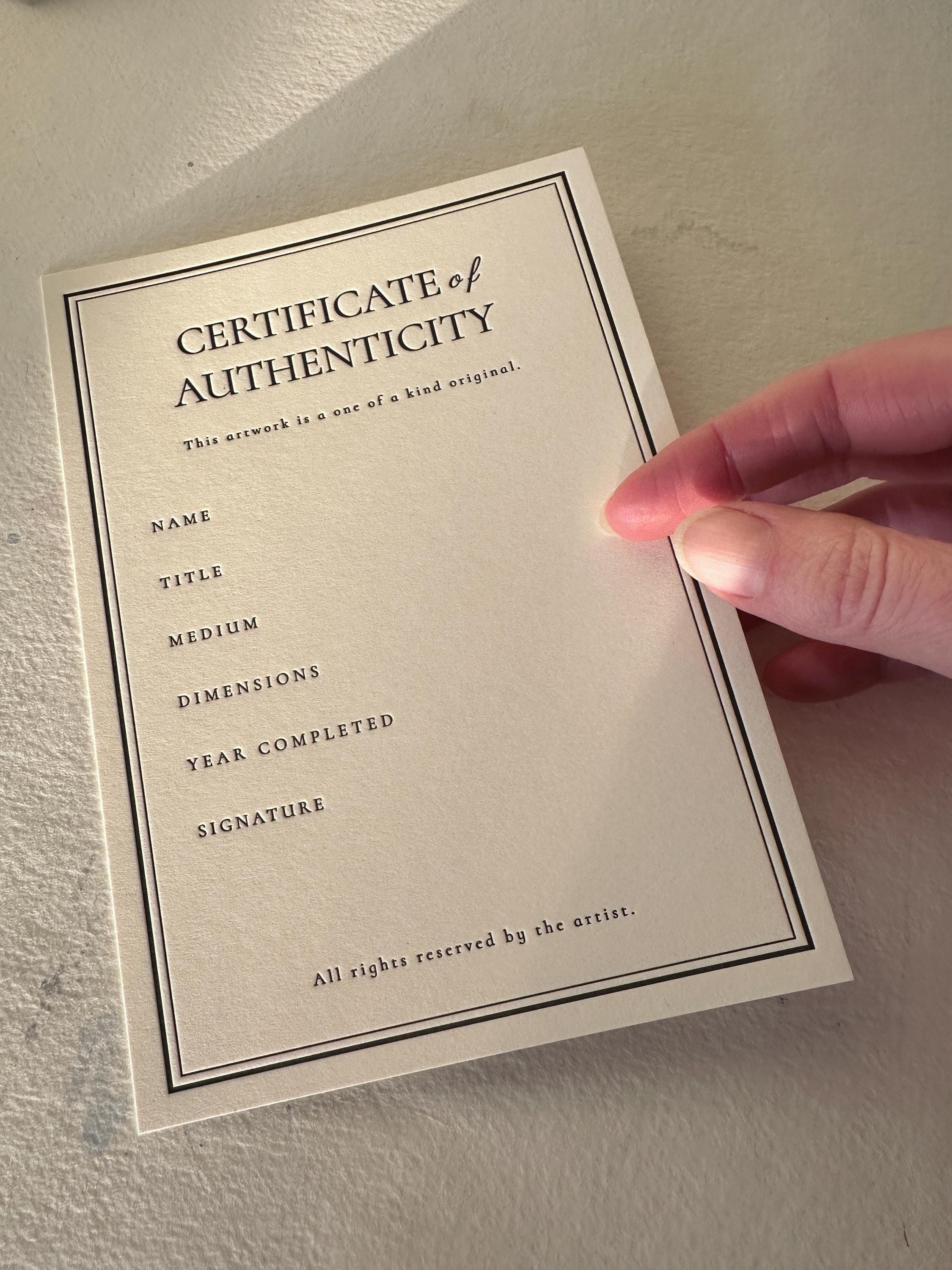 鯰江光二　CERTIFICATE OF AUTHENTICITY Letterpress Certificate of Authenticity Cards for Art | Set of 10