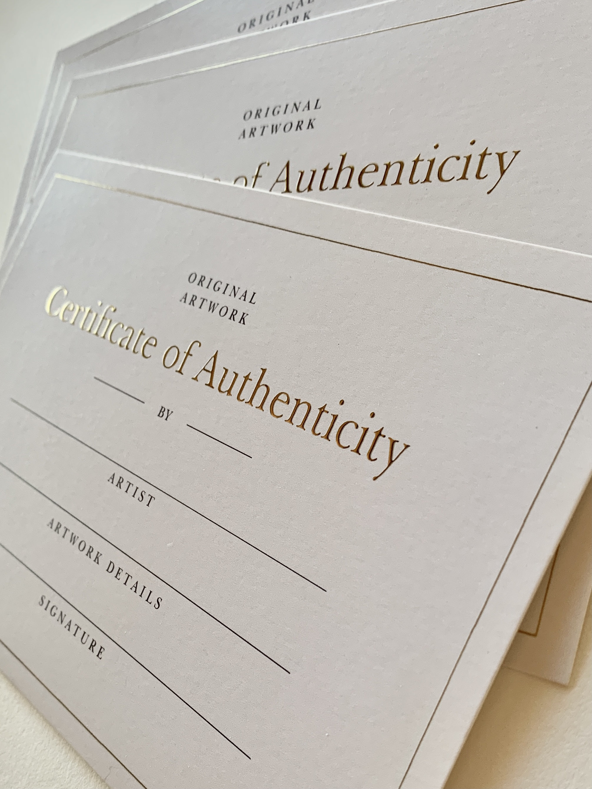 Certificate of authenticity card, artwork, jewelry, business certificate,  business stationery, eco friendly business card