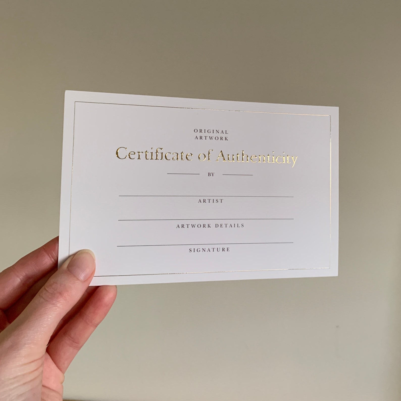Luxurious Fillable Gold Foil Certificate of Authenticity | Etsy