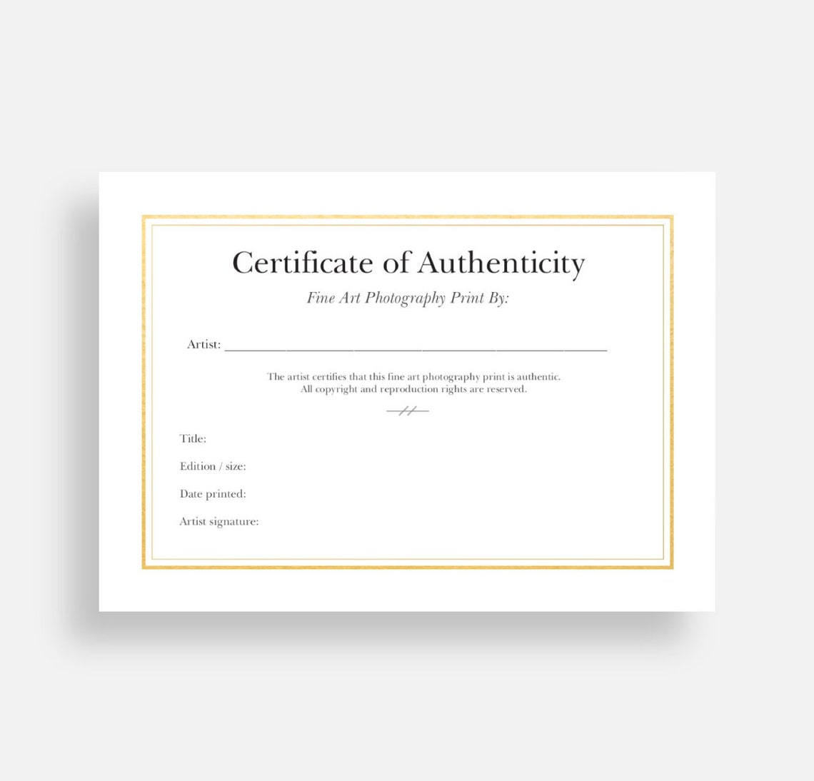 Certificate of Authenticity for Photography - Etsy