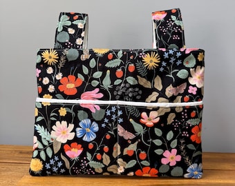 Fall Rifle Paper Co walker bag with multiple pockets for standard or rollator walkers