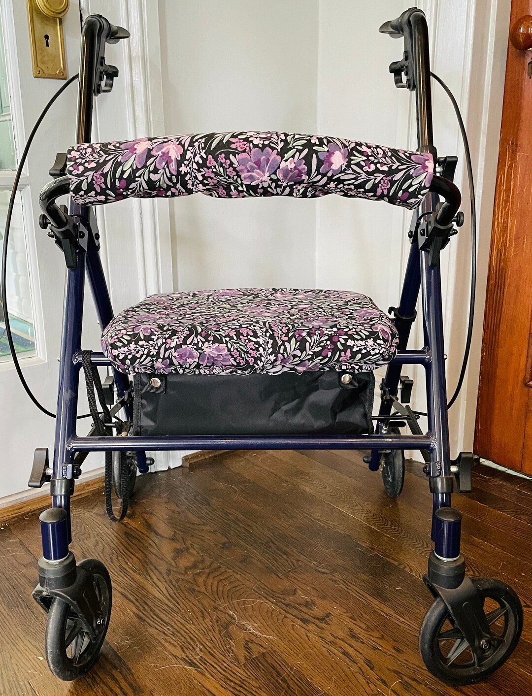 Rollator Walker Seat Cover and Back Rest Bar Cover in Purple Floral Etsy