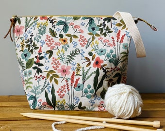 Floral Rifle Paper Co fabric knitting project bag – Grannys On the Go