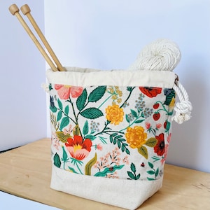 NEW! craft project bag, knitting bag, crochet bag, Rifle paper Co bag, gift for crafters, gift for knitters, modern project storage bag,
