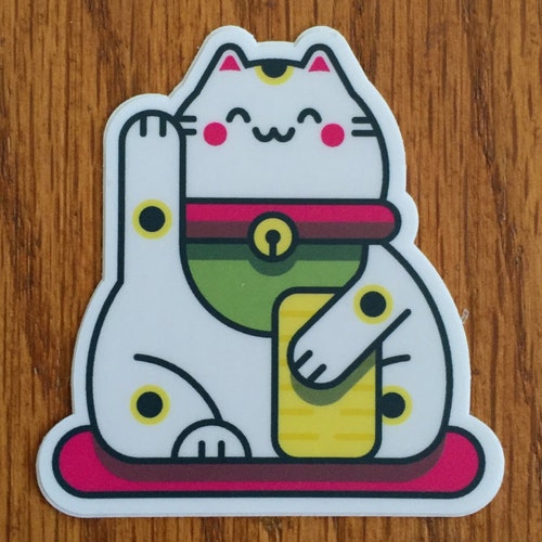 Cute Lucky Cat Sticker Manekineko Cat Sticker Etsy