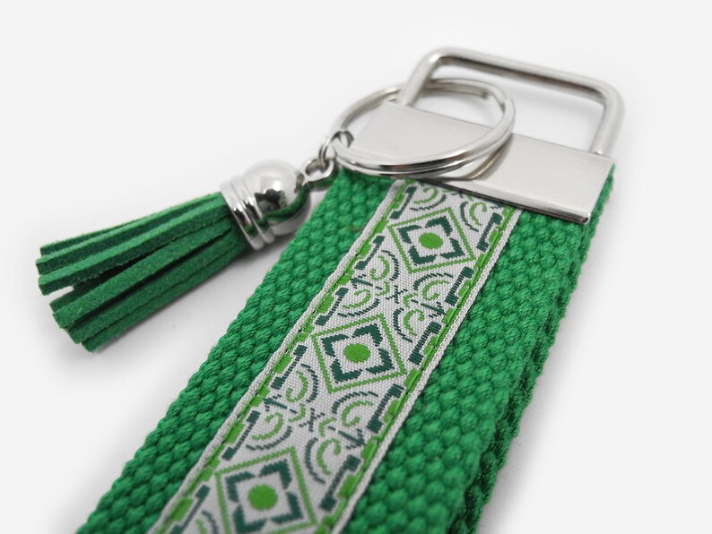Emerald Green Keychain with Tassel Boho Style Key Fob Etsy