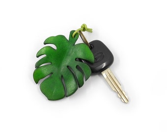 Monstera Schlüsselanhänger aus Leder | Geschenk für Monstera Mamas | Glücksbringer aus Leder | Geschenk zur neuen Wohnung oder Führerschein