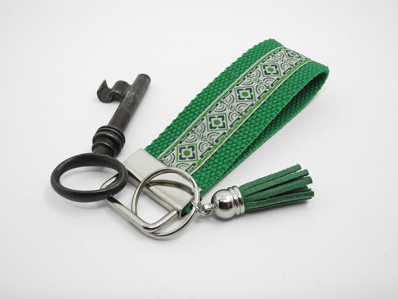 Emerald Green Keychain with Tassel Boho Style Key Fob Etsy