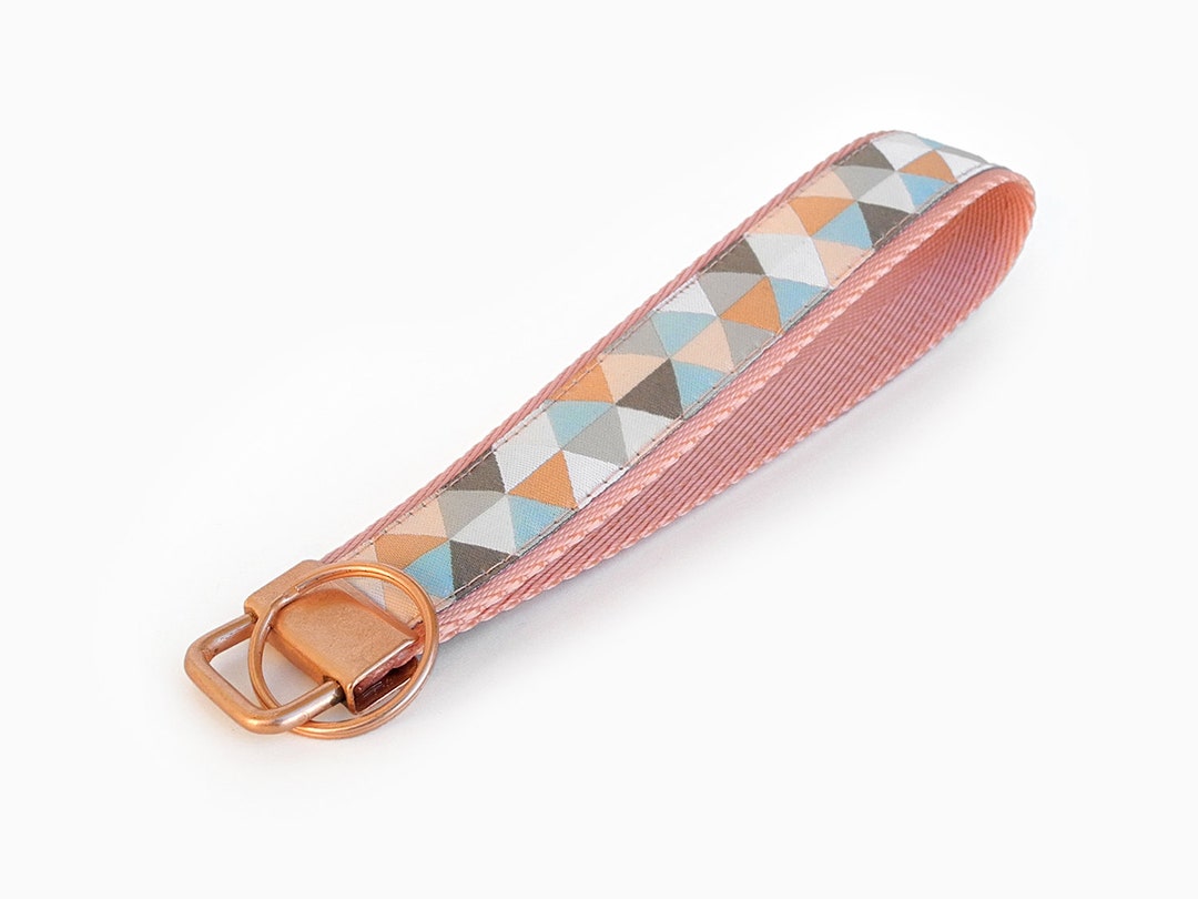Blush Pink Keychain Wristlet | Rose Gold Keyring Accessory | Pale Pink ...