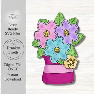 Bloemen voor mama digitale SVG-bestand - Mother&#39;s Day Laser Cut-bestand - deur Hanger Cut-bestand
