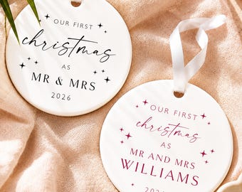 First Christmas Married Bauble, Personalised Christmas Ornament, Personalised First Christmas Ornament, Custom Wedding Gift