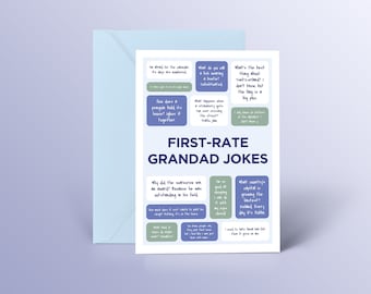 First-rate Grandad Jokes Greeting Card with Envelope, Happy Birthday Grandad, For Dad, Daddy Card, Grandad, Son, Fathers Day, Funny