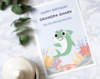 Grandpa shark birthday Card with Envelope, Granddad Birthday, Baby shark, Funny Grandad Birthday Card, Funny card, Grandad funny card