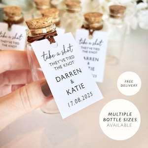 Tied the Knot Wedding Favours Take A Shot Favour Wedding Tags Shot Bottle Rustic Wedding Wedding Favour Idea Ready Made Wedding Favour Bags