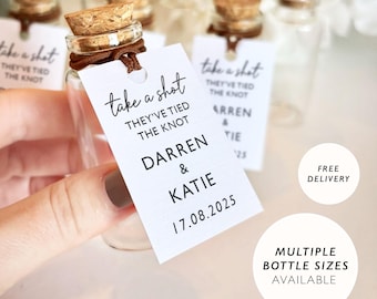 Wedding Favors Take A Shot We Tied The Knot Shot Bottles Mini Glass Bottle 30ml with Cork Wedding Shot Empty Bottles Wedding Wedding Favours