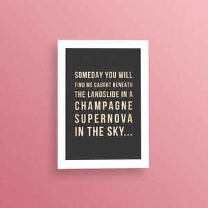 Champagne Supernova Lyrics – Oasis Wall Art Print, Music Poster, Noel & Liam Gallagher Gift