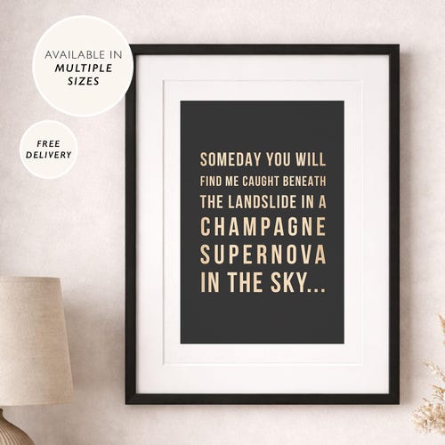 Oasis Champagne Supernova Poster Vintage Britpop Wall Art