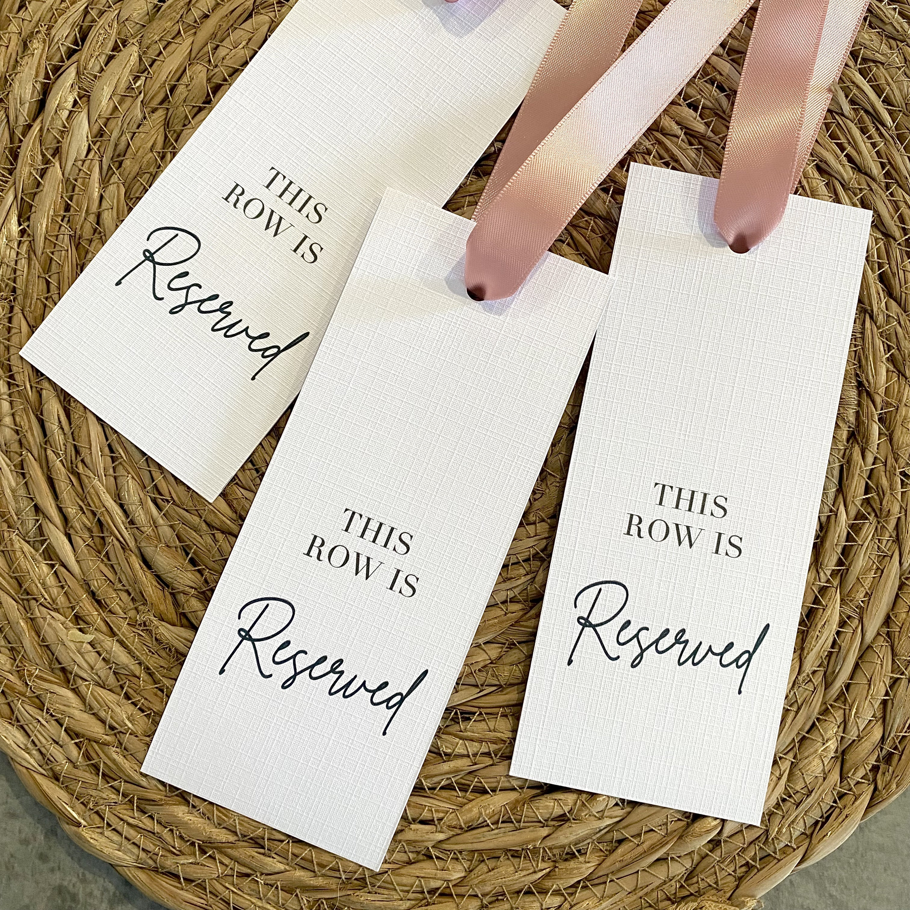 Reserved Seat and Row Sign with Ribbon - Personalised Wedding Stationery, Ceremony Seating Ideas, Reserved Seating Wedding