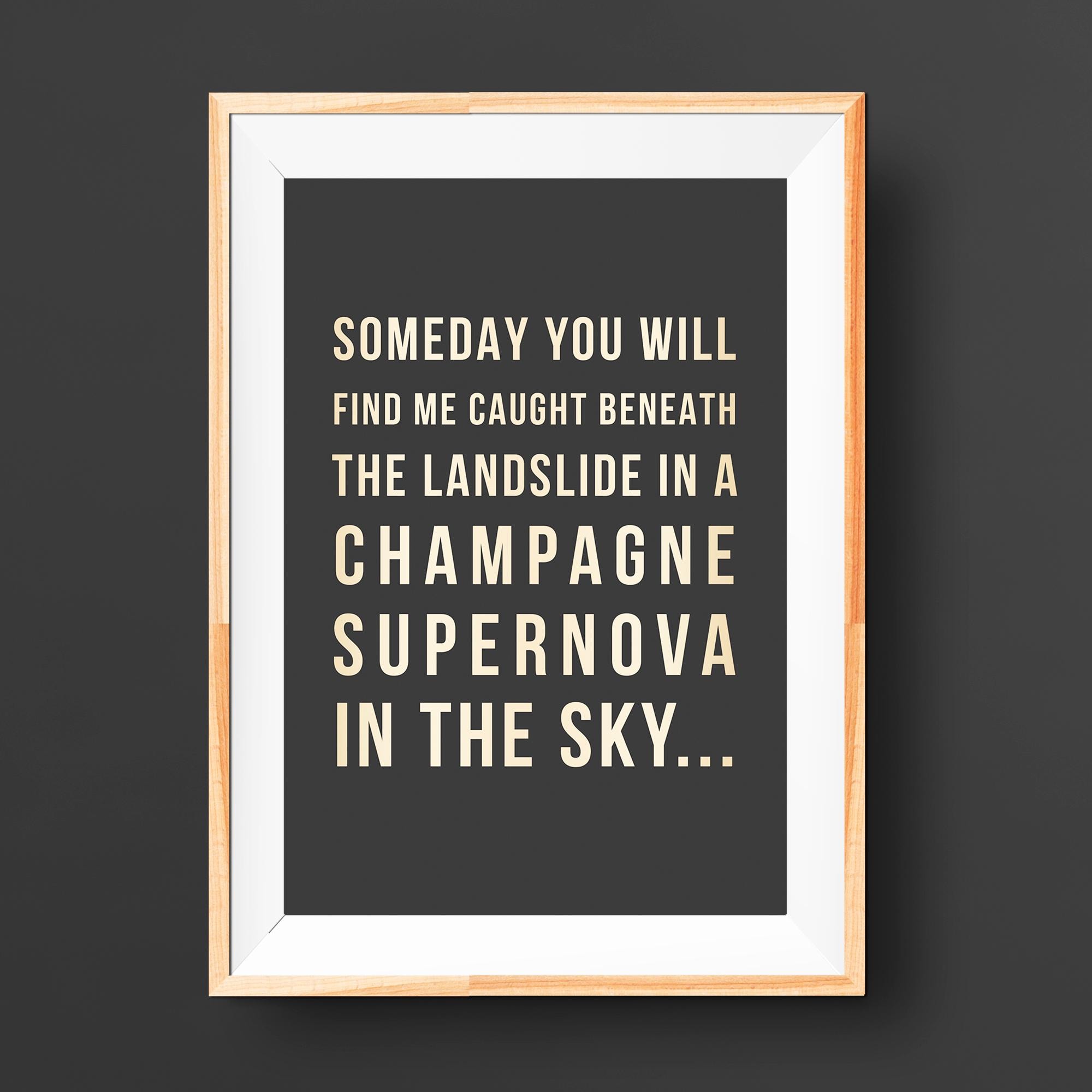 Oasis 'champagne Supernova' Lyrics Print – Wall Art Music Quote