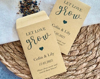 Let love grow seed wedding favours, wild flower table decorations, flower favours party, Wedding reception, personalised handmade favours