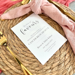 Liebe in Lieu Favor Cards Personalisierte Hochzeitsspendenkarten Party Favors Umweltfreundliche Dankeskarten Anpassbare Wohltätigkeitskarten