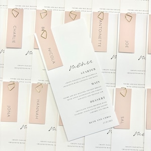 Personalised Wedding Menu & Name Card Set, Simple Neutral Stationery, Custom Table Setting, Elegant Menu Cards, Custom Name Cards
