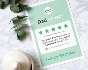 Trip advisor Dad Grandad Joke birthday Card with Envelope, Birthday , Emergency dad jokes, For Dad, Dad review, 5 star, Dadadvisor,