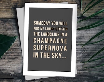 Champagne Supernova - Oasis Lyric Greeting Card with Envelope / Oasis poster / Oasis card / Oasis quote / Oasis art / Oasis birthday card
