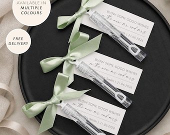 Bubble Wedding Favour Ribbon and Tag Personalised Ribbon Tag for Wedding Bubble Wands Wedding Wedding Favour Tag for Bubble Wedding Favors