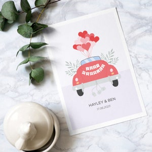 Personalised just married wedding card with Envelope, wedding card, just married, wedding car, wedding day, personalised gift