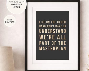 Oasis The Masterplan Poster Vintage Britpop Wall Art Champagne Supernova Lyrics Poster Oasis Print Band Wall Decor 90s Britpop Poster