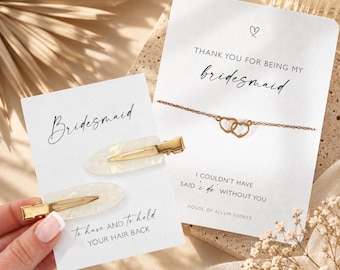 Bridesmaid Thank You Gift Set Personalised Bridesmaid Gift Bridesmaid Bracelet & Pearl Hair Clips Bridal Party Gift