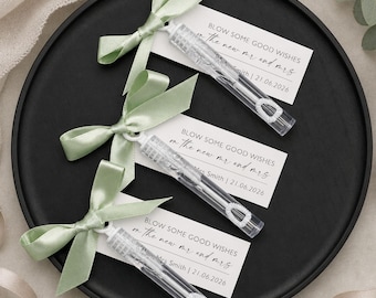 Bubble Wedding Favour Ribbon and Tag Personalised Ribbon Tag for Wedding Bubble Wands Wedding Wedding Favour Tag for Bubble Wedding Favors