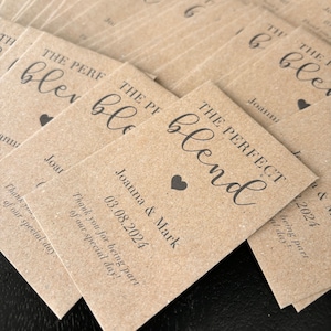 The perfect blend tea wedding favours, table decorations, tea favours party, Wedding reception, personalised handmade favours, coffee, drink