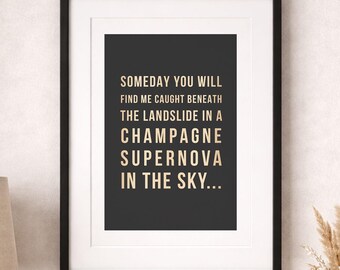 Oasis Champagne Supernova Poster Vintage Britpop Wall Art