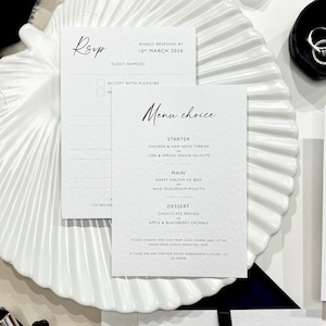 Luxus-Hochzeits-Menü-Wahl-Karte, elegante kundenspezifische Einladungen, Antwortkarte & Umschläge, schlichtes Design, Hochzeit Briefpapier,