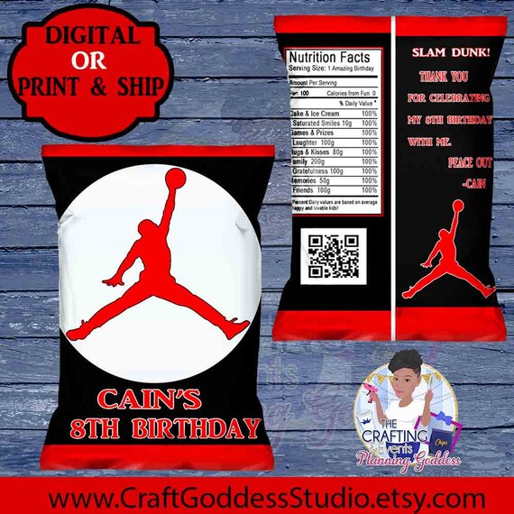 Jordan Theme Jordan Chip Bag Jordan Favor Bag Jordan Etsy