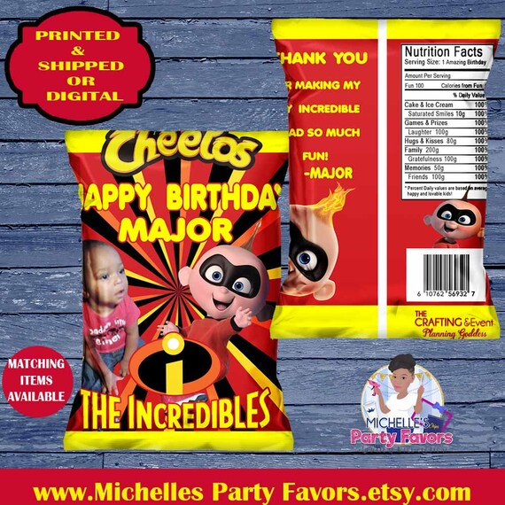 The Incredibles Theme Incredibles Chip Bag Incredibles Etsy