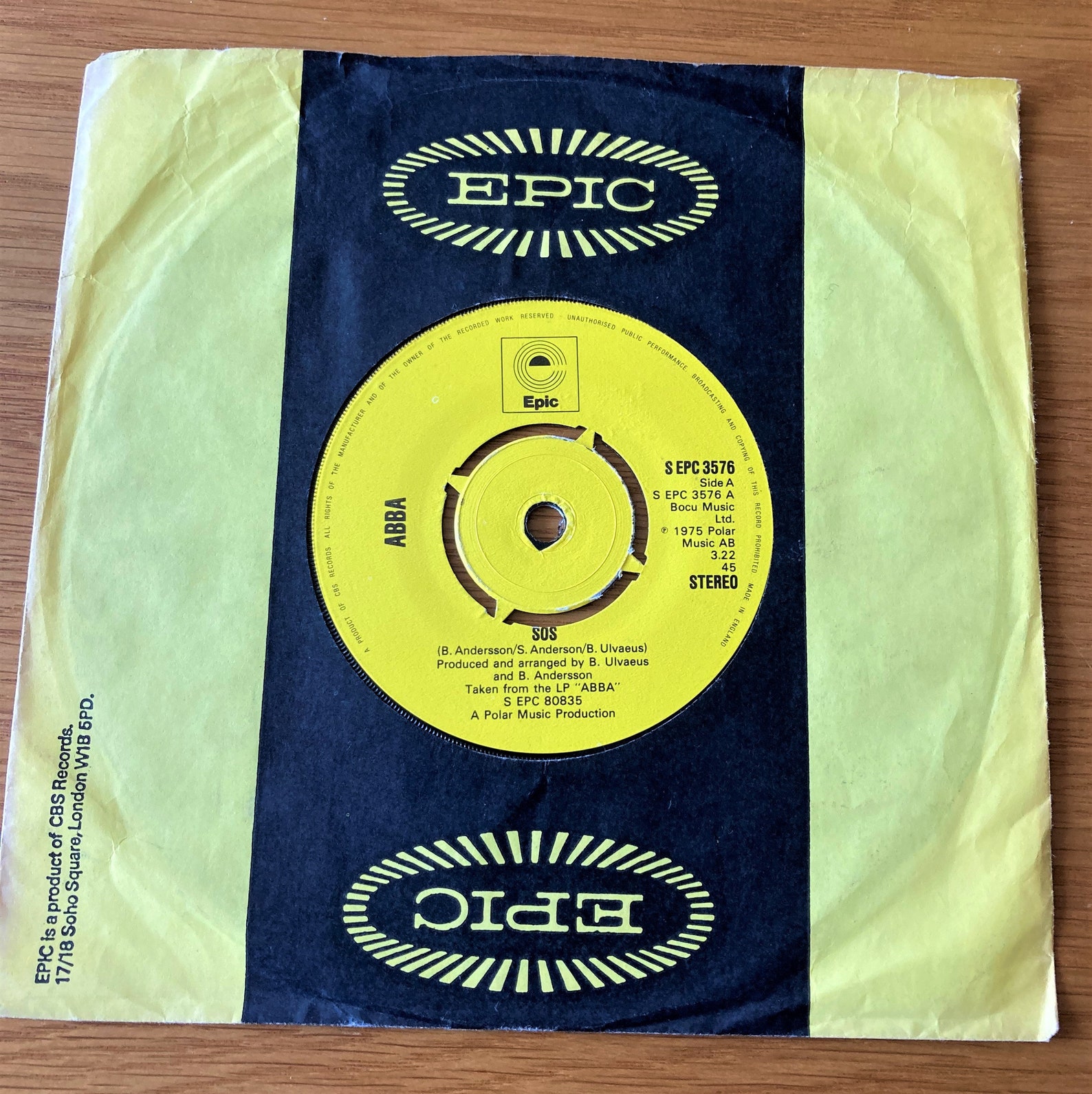 ABBA SOS 1975 UK Pressing 7 Vinyl Record Single 45 Etsy