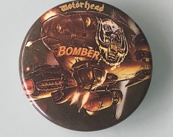 MOTORHEAD Bomber Small Vintage Button Style Metal Pin Badge From The UK Made In The 1980's Heavy Metal Memorabilia Lemmy