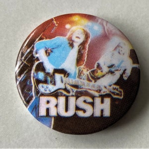 RUSH on Stage Vintage Button Style Pin Badge From the 1980's Made in ...