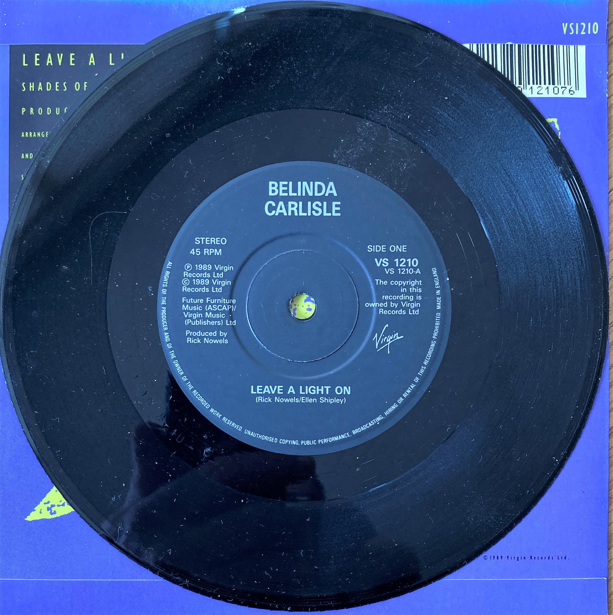 BELINDA CARLISLE Leave A Light on Original 1989 UK Pressing 7 Vinyl Record  in Picture Sleeve 45 Classic 1980's Pop - Etsy
