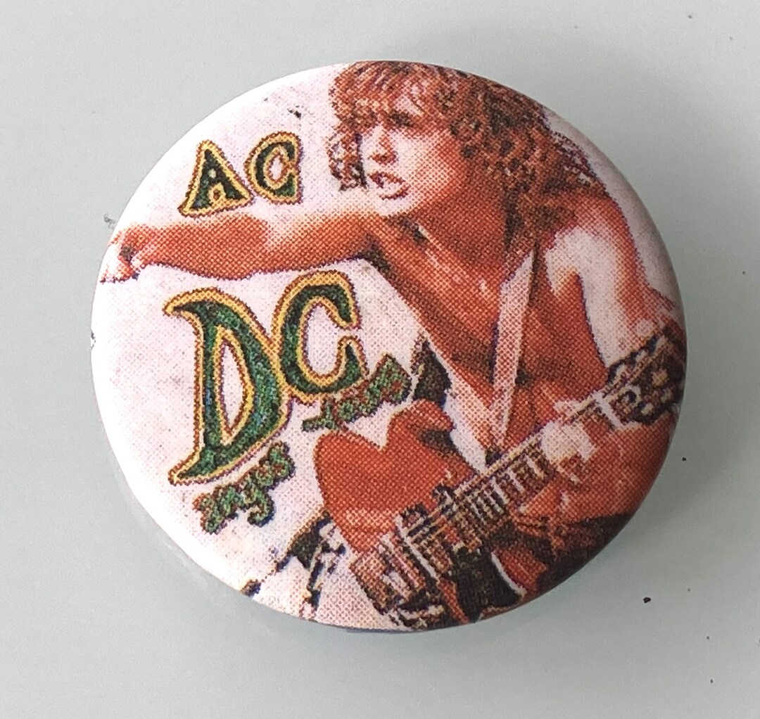 AC/DC Angus Young Small Vintage Button Style Pin Badge From the 1980's ...